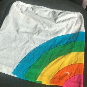 White sexy rainbow strapless vintage 70’s show Top festival rave doll shirt